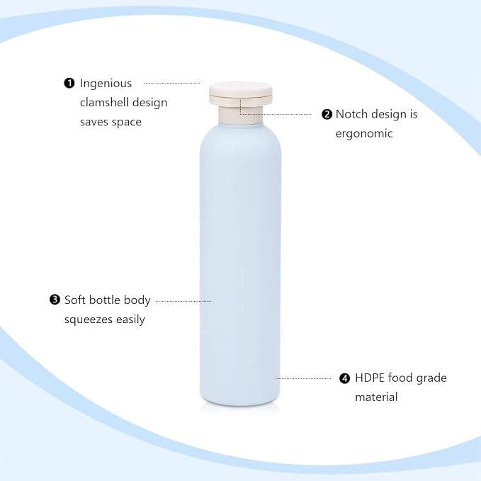 8.8 oz Travel Shampoo Bottles, Refillable Flip Cap Squeeze Bottles for Toiletries, Large Leakage-proof Travel Shampoo and Conditioner Bottles (Blue) - Image 4