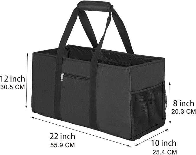 Extra Large Utility Tote Bag - Reusable Grocery Bags Foldable Heavy Duty | Large Shopping Tote 4 Pockets & Reinforced Handles, Water-Resistant Collapsible Tote for Beach, Picnic, Car Storage - Image 3