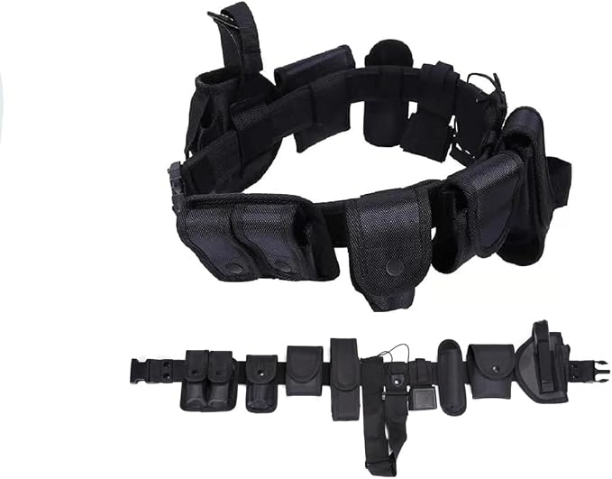 10 in 1 Duty Belt Black Law Enforcement Tactical Equipment System Set 10 pcs by HUNANBANG