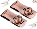 2 Packs Keyed Hasp Locks Twist Knob Keyed Locking Hasp for Small Doors, Cabinets and More,Stainless Steel Steel, Hasp Lock Catch Latch Safety Lock Door Lock with Keys (4inch, Copper) by VIDYSUFYR