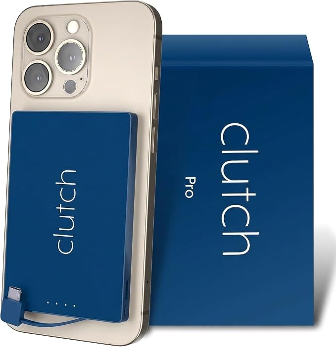 Clutch - Pro USB-C Portable Charger - Compatible with iPhone 15, 16, 17 & Android Devices - Power Bank Magnetic Battery - TSA Travel Approved - USB Rechargeable - Built-in Cable - 5000 mAh - 3.7oz by ClutchCharger