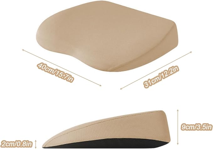 2 in 1 Wedge Car Cushions or Lumbar Support for Driving - 3.5 Inches Soft Memory Foam Driver Seat Cushion for Car Truck - Comfort Coccyx Cushion for Tailbone & Back Pain Relief, Brown - Image 6