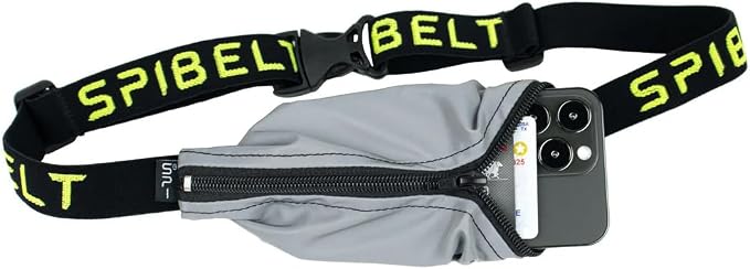 SPIbelt Running Belt Original for Women Men, Phone Holder for Running, Running Fanny Pack, Holder for Phone, Running Waist Pack, Adjustable Waist, [Fits All Phones]. Reflective with Black Zipper by SPIbelt