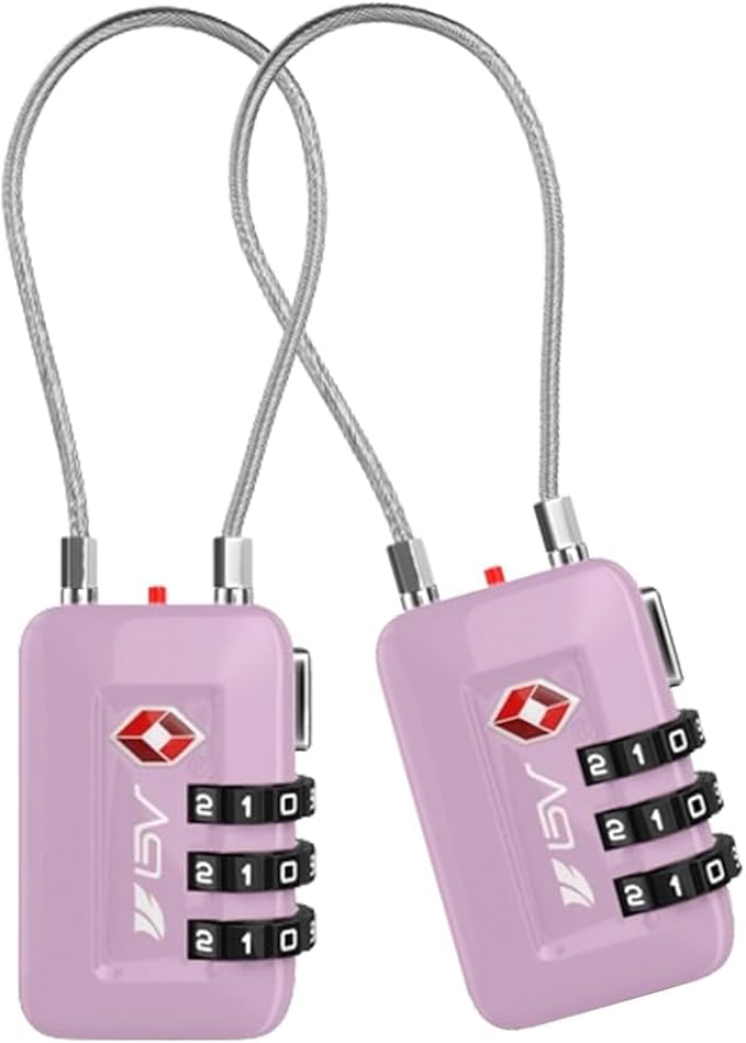 TSA Accepted Luggage Travel Lock, Set-Your-Own Combination Lock for School Gym Locker, Luggage Suitcase Baggage Locks, Filing Cabinets, Toolbox, Case (Purple, 2 Pack) by BV