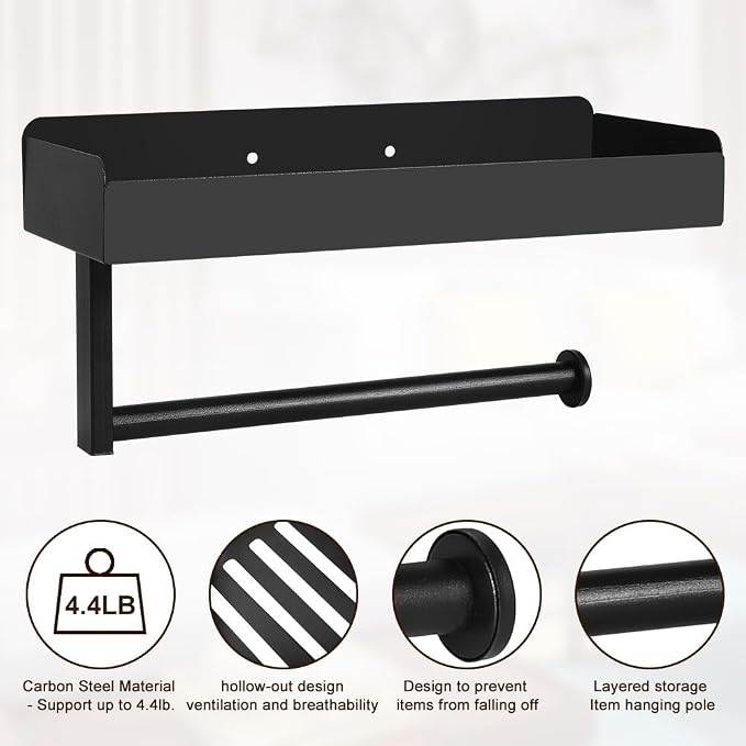 Picowe Dog Leash Holder for Wall, Metal and Wood Dog Leash Hooks,Easy Install Pet Stuff Storage Shelf Storage for Leashes,Collar, Toys, Treats, Poop Bag (By Screws) - Image 3