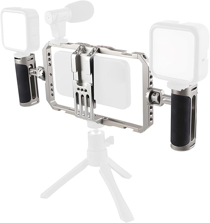 Universal Phone Cage, Aluminum Alloy Smartphone Video Rig with 30 1/4 Screw Holes and 6 Cold Shoe Mounts, for Action Cameras and Mirrorless Setups - Image 5