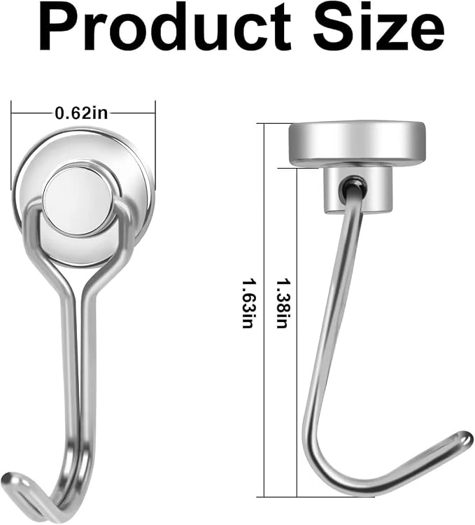 Swivel Swing Magnetic Hooks,10PCS 30LB Refrigerator Magnet Hooks | Heavy Duty Strong Magnets Refrigerator Fridge Hanging for Classroom Beach Vacation Kitchen Grills Home - Image 4