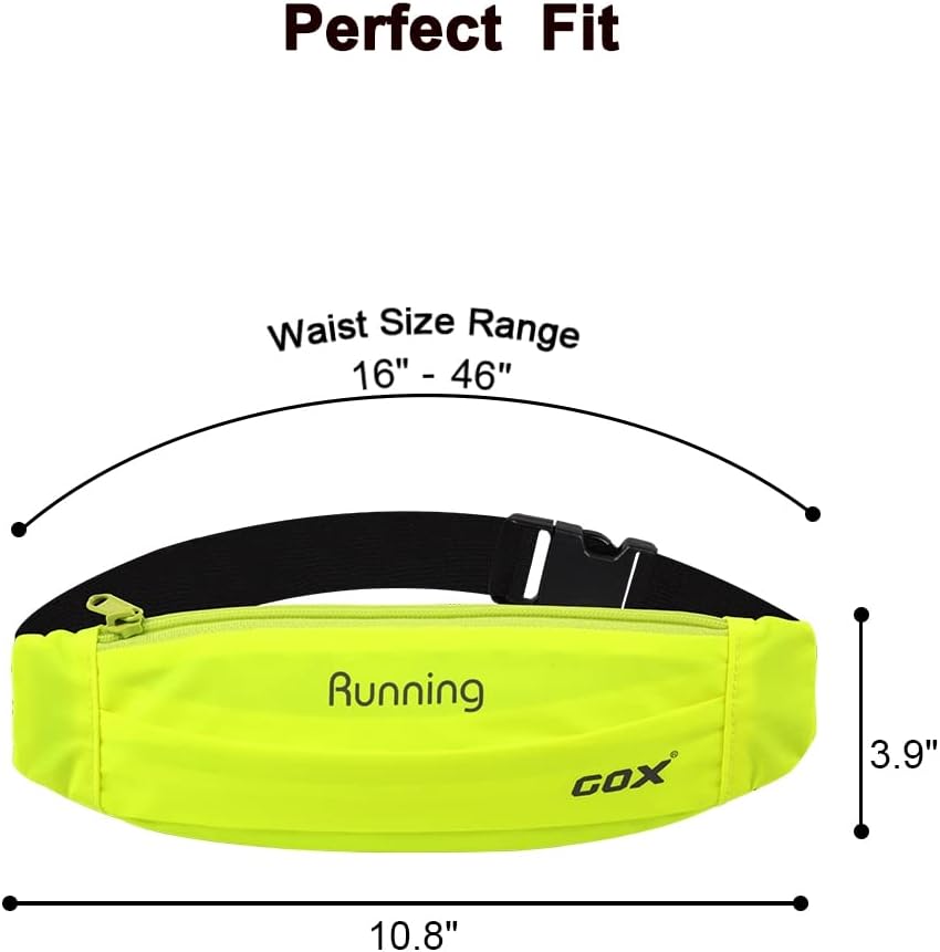 Gox Running Belt Fanny Pack, Slim Waist Pack for Phone Holder, Waterproof Athletic Pouch for Men Women Running Gym Hiking, Small Cross Body Sling Bag with Reflective (green) - Image 4