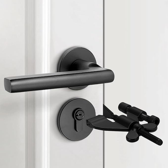 2 Packs Black Adjustable Heavy Duty Portable Door Lock,No Drill | Enhanced Safety Door Lock,for Home,Travel,Hotels,Apartments Prevents Unauthorized Entry,Silicone Protector Caps Included - Image 5