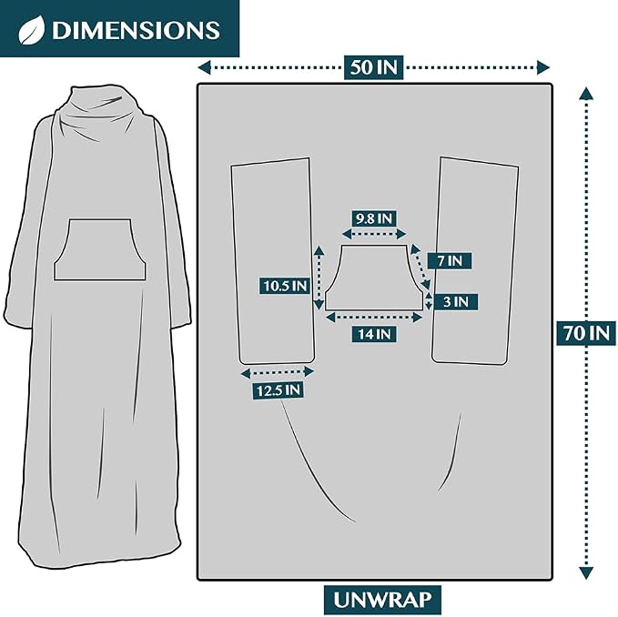 PAVILIA Blanket with Sleeves for Adult Women Men, Soft Warm Wearable Blanket Fleece Wrap Throw, Robe Blanket Gift - Image 7