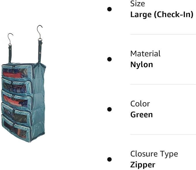 Hanging Suitcase Organizer - Our Large Hanging Luggage Organizer Fits Any Suitcase - Our Packing Cubes For Travel Uses Mesh Windows to Make it Easy to Find your Clothes (Green, L) - Image 10