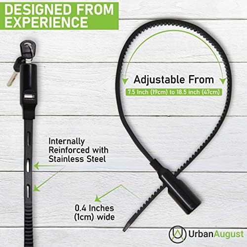 Adjustable Zip Tie Lock for Refrigerator Door Cabinet Bike Stroller Helmet - Multi-Purpose Keyed French Door Lock - Stainless Steel Fridge Lock with Key (5 Pack Keyed Alike) - Image 2