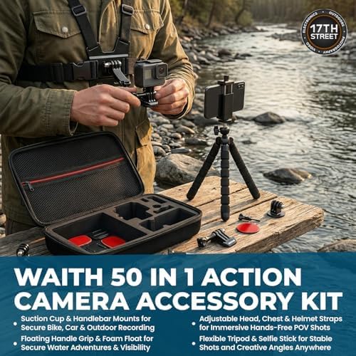 GoPro HERO13 Black Camera | Waterproof 5.3K60 Video Action Camera with 3 Spare Enduro Batteries, Dual-Battery Charger, 64GB Extreme SD Card, Case, and 50-in-1 Camera Accessory Kit - Bundle Set - Image 4