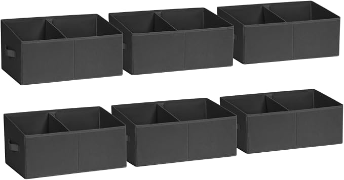 DIMJ Closet Storage Bins, 6 Pack Storage Baskets for Shelves, Foldable Closet Organizer with Handle, Linen Closet Organizers and Storage for Clothes, Toys, Towel, Books (Black) by DiMJ