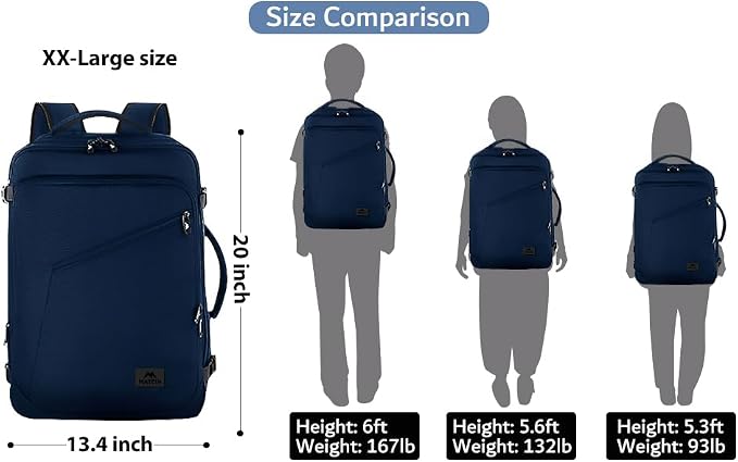 MATEIN Blue Extra Large Mens Travel Backpack, Expandable Carry on Backpack | Airline Approved, Water Resistant, Business Casual Daypack for Traveling, International Trip, Gifts for Traveler Teacher - Image 3