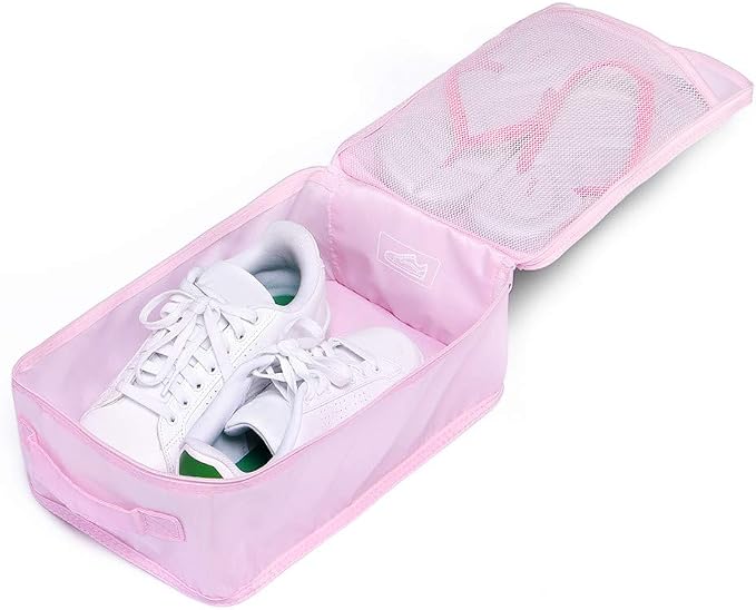 JJ POWER Travel Shoe Bags, Foldable Waterproof Shoe Pouches Organizer-Double Layer (2 Pink Shoe Bags) - Image 2