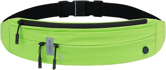 WATERFLY Running Belt Fanny Pack: Runner Marathon Jogging Waist Pack Sport Workout Exercise Fitness Phone Holder Belt for Men Women Jogger Slim Waistband Black - Image 7