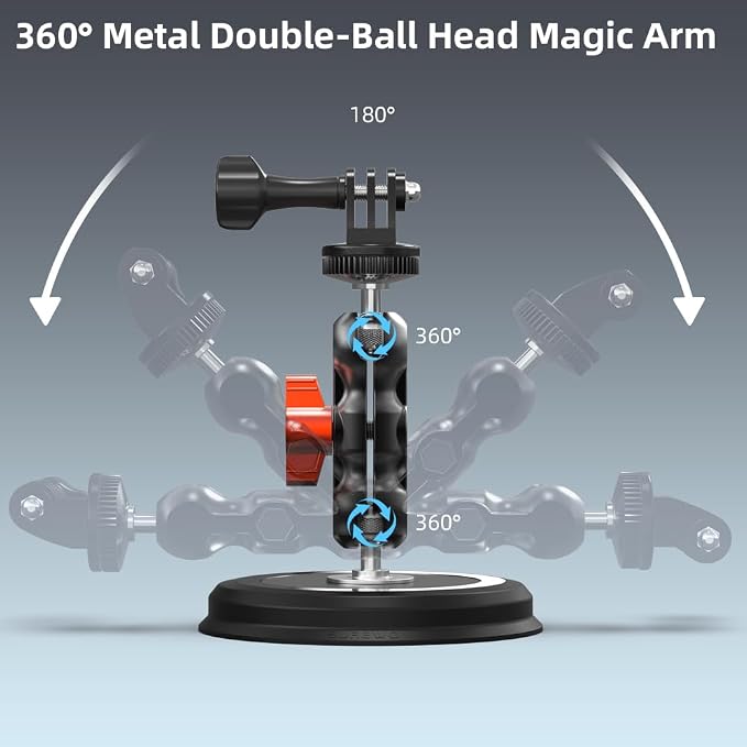 Pocket 3 Magnetic Camera Mount,Magnetic Mount Stand with Magic Arm Compatible with DJI Osmo Pocket 3,Insta360, Heavy-Duty Magnet Base Stand with 1/4"-20 Thread for Gym, Car Mounting - Image 5