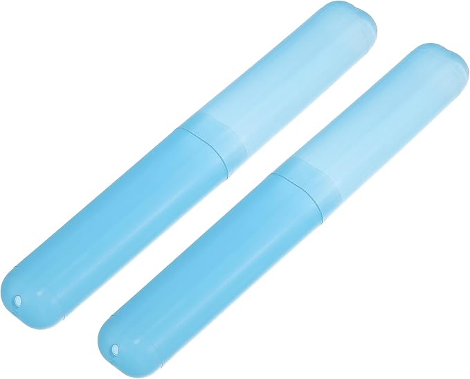 VOCOSTE 2Pcs Travel Toothbrush Case, Blue | Moisture-Proof Keeps Brush Fresh, Compact for Tight Bags, 2-Pack for Sharing, Essential for Couples by VOCOSTE
