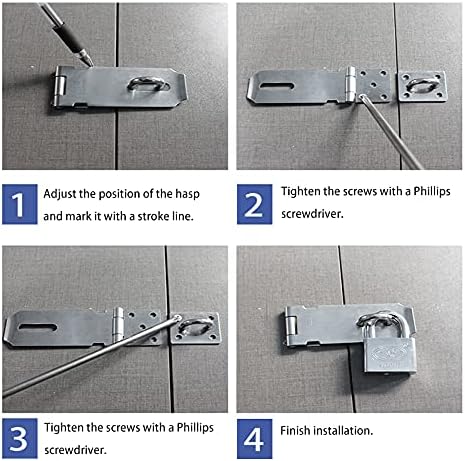 Door Locks Hasp Latch, 5 Inch Stainless Steel Safety Packlock Clasp Hasp Lock Latch, Extra Thick Gate Lock Hasp with Screws Brushed Finish 2 Pack (5inch) - Image 6