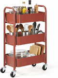 SunnyPoint 3-Tier Delicate Compact Rolling Metal Storage Organizer - Mobile Utility Cart Kitchen/Under Desk Cart with Caster Wheels (RED, 15.35" X 10.24" X 26.8"H) by SunnyPoint