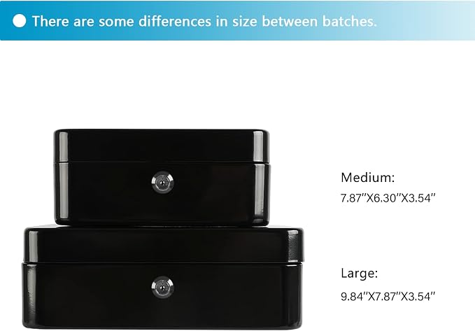 xydled Large Cash Box with Lock, Removable Coin Tray, Steel Money Box, Black - Image 6