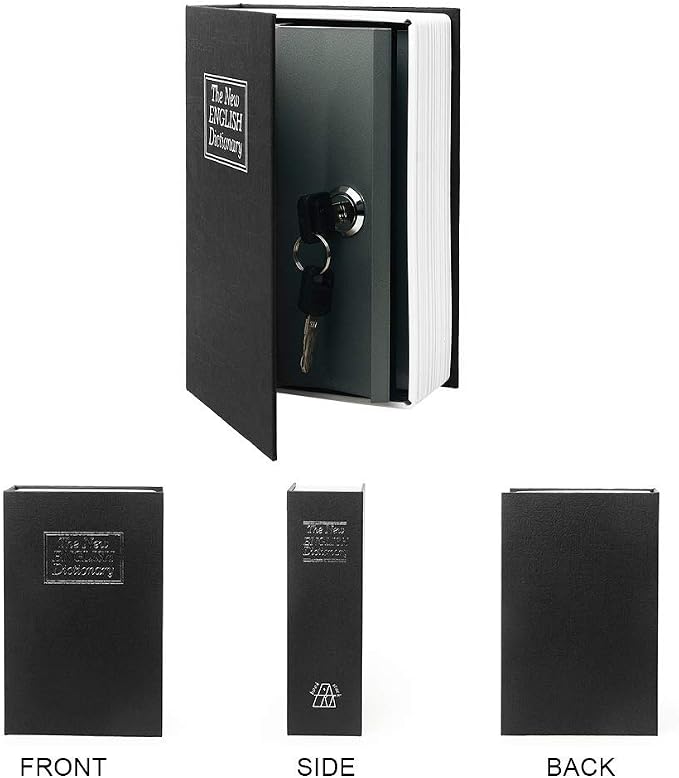 Large Diversion Book Safe Storage Box (Size 10.5"×8"×2.6") With Security Key Lock, Dictionary Secret Hidden Safe (Black Dictionary-Key) - Image 2