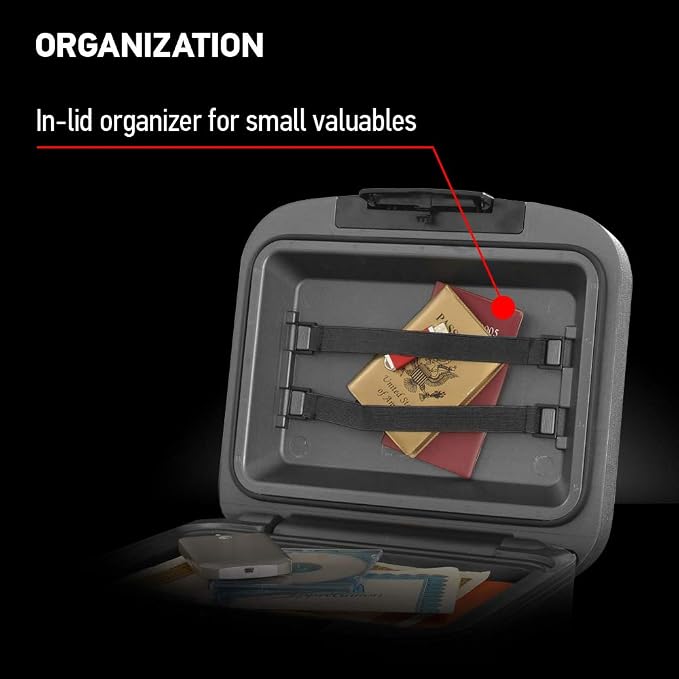 SentrySafe Fireproof and Waterproof Document Safe with Key Lock, Lock Box for Cash, Passport, Jewelry, Exterior: 16.5 in W x 14.8 in D x 7.6 in H, Black, 0.36 Cubic Feet, CHW30220 | Fire and Water Resistant Document Safe With Key Lock, Protects Cash, P... - Image 5