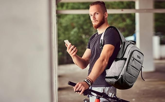 Tzowla Travel Laptop Backpack Water Resistant Anti-Theft Bag with Giant Tumbler Holder Pocket and Lock 17.3 Inch Computer Business Backpacks for Women Men Work College Gift,Casual Daypack(Grey) - Image 2