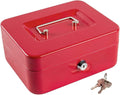 Kyodoled Medium Cash Box with Money Tray,Small Safe Lock Box with Key,Cash Drawer,7.87"x 6.30"x 3.54" Red Medium by KYODOLED