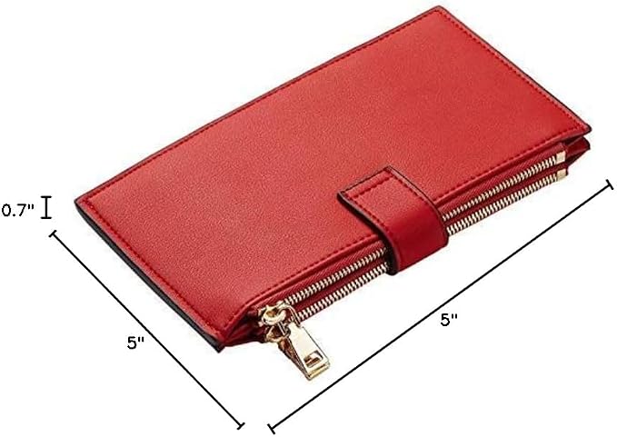 Travelambo Womens Leather Bifold Wallet, Slim RFID Blocking Card Holder | Large Capacity, 16 Card Slots & ID Window, 2 Zipper Pockets, Dual Snap Closure, Slim Lightweight, RFID Privacy Protection - Image 9