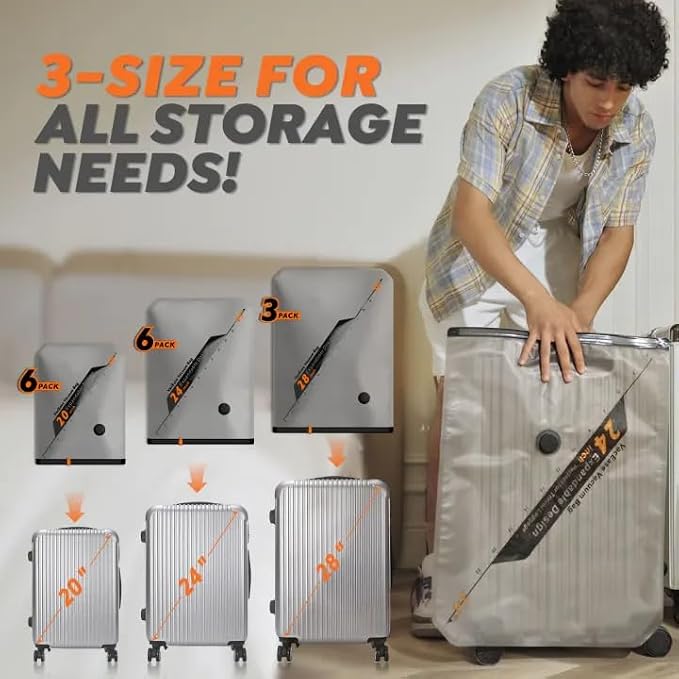 Vacbird Rechargeable Wireless Pump Travel Storage Bags Set - Portable Space Saver Bags for Travel & Home - Vacuum Compression Packing Seal for Clothes, Blankets, Seasonal Storage 15 Combo Set - Image 6