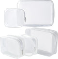 5 Pack Clear Plastic Zippered Toiletry Carry Pouch White, Mixed Size TSA Approved, Portable Cosmetic Makeup Bag, For Vacation, Bathroom and Organizing by Homtable
