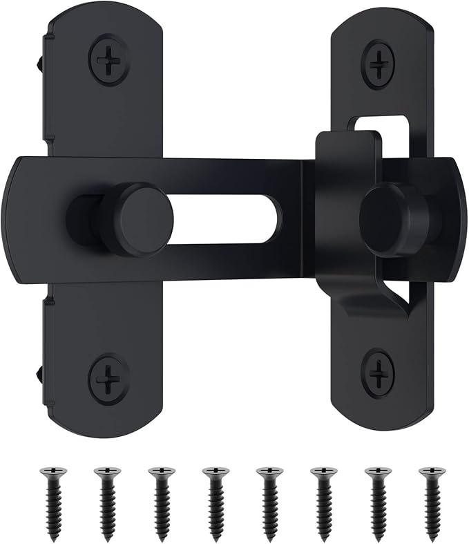 Barn Door Lock, 90 Degree Bifold Flip Door Latch, Black | Stainless Steel Angle Latch Lock for Barn, Bathroom, Outdoor, Garage - Image 8