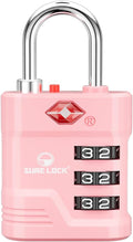SURE LOCK TSA Approved Luggage Lock – 3-Digit Resettable Combination Padlock with Open Alert Red Dot, Large Easy-Read Dials for Suitcases, Backpacks, Gym & School Lockers(Pink 1 pk) by Hopeyoucanstaysafe