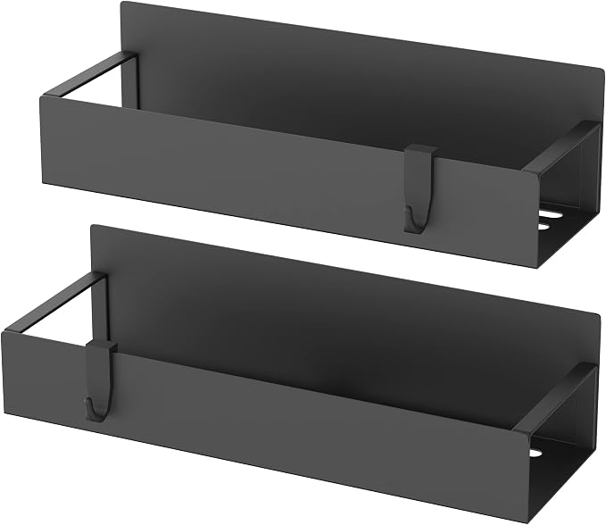 HuggieGems Metal Magnetic Spice Rack for Refrigerator2 Pack Black | Magnetic Shelves Heavy Duty for Fridge in Kitchen, Seasoning Storage Organizer, For Oven Washer and Dryer, For Heavier Items - Image 5