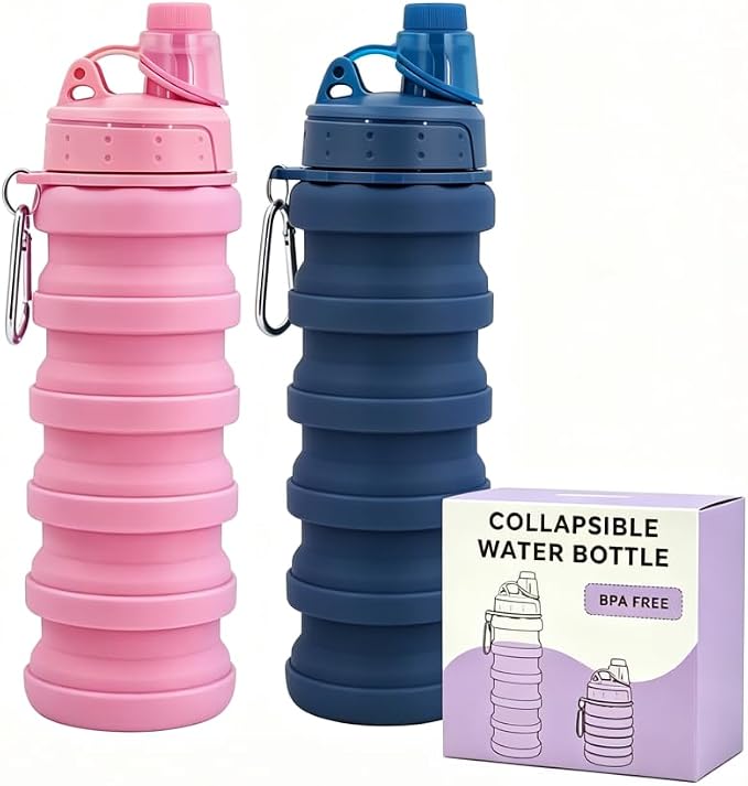 Collapsible Water Bottles Travel water bottle Sports Portable Sport Water Bottle Reusable Water Bottles comes with mountaineering Buckle 500ml silicone Water-proof camping water bottle by YCTMALL