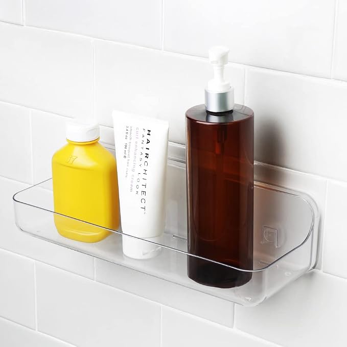 Plastic Wall Mount Organizer, Clear Adhesive Storage Box Organizer No Drilling Hang Walls/Doors for Kitchen, Bathroom, Bedroom, Cabinet, Office, Craft Room (Long Size) by Lunmore