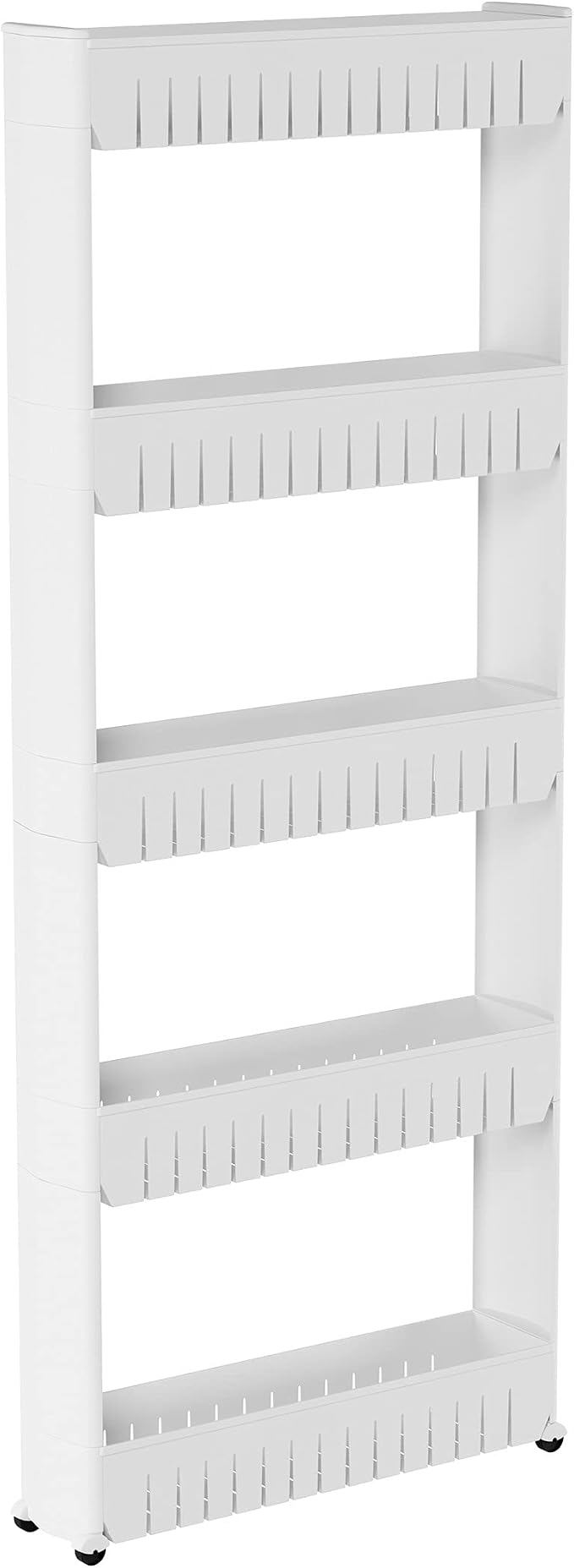 Lavish Home Slim Rolling Storage Cart, White, 21.5” x 5” x 52” - Image 10