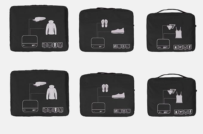 Packing Cubes Set Travel Luggage Organizers Suitcase Lightweight Accessories Black - Image 3