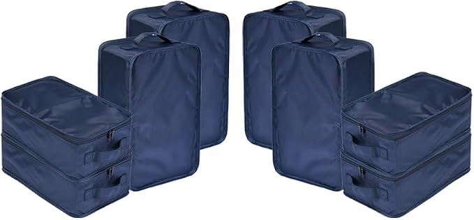 Travel Shoe Bags, Foldable Waterproof Shoe Pouches Organizer-Double Layer (8 Navy Shoe Bags) by JJ+POWER
