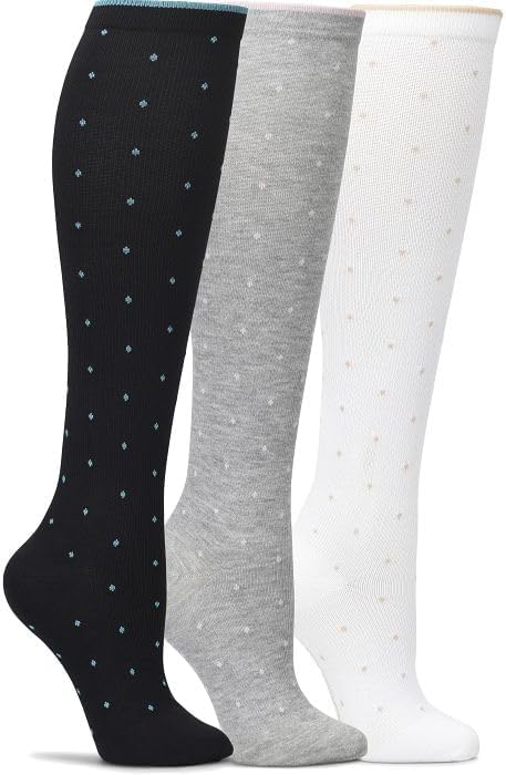 Nurse Mates 3 Pack Women's Compression Socks | 12-14 mm/Hg | Reduce Swelling | Improve Circulation | One Size | 3 Pair by Nurse+Mates