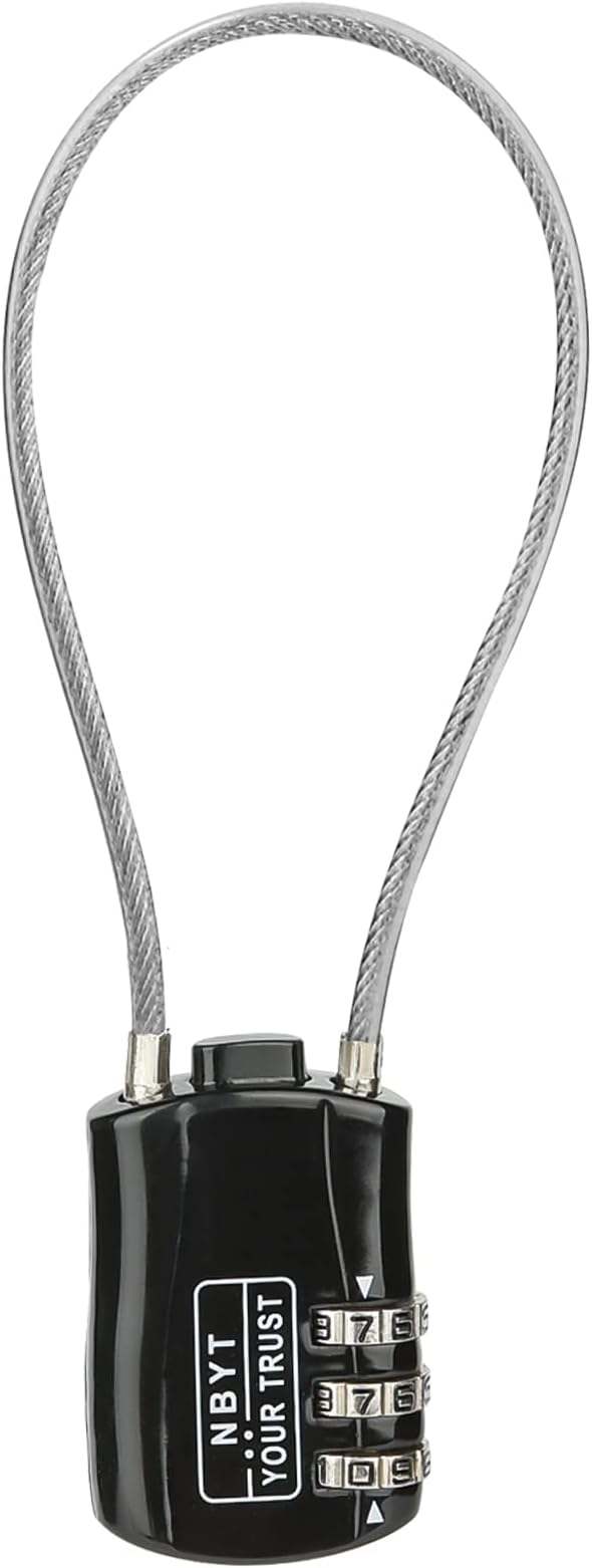 Cable Lock with Combination, Wire Diameter 3/24", 8.3" Circumference, Suitable for Travel Luggage, Backpack, Cycling Helmet, Small Cabinet, Gym Cabinet, Suitcase by NBYT