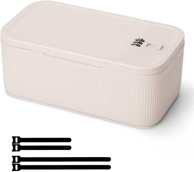Medicine Lock Box, Small Lock Box with Code, for Secure Storage of Medications, Snacks, Electronics，Cash, Office Files & Travel Essentials and more, Includes Cable Tie by Unknown
