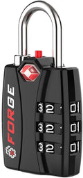 Forge Open Alert TSA Approved Luggage Locks - 3 Digit Combination, Easy Read Dials, Zinc Alloy Body - Ideal Travel Lock for Luggage, Suitcases, Bags & Toolboxes (Black 1 Lock) by Forge