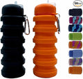 Collapsible Water Bottles 2 Pack 500ml (Black+Orange) | Travel Portable Sport Water Bottle, Silicone Foldable Water Bottles for Gym Camping Outdoor Hiking. by Dontinhu