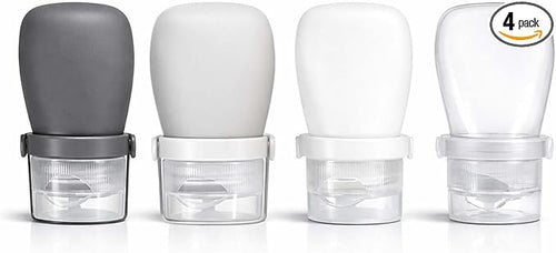 1 oz Travel Bottles, Leakproof Silicone Squeeze Bottle Mini Travel Size Container for Toiletries Lotion Shampoo and Conditioner Liquid Salad Dressing to go Condiment, TSA Approved, 4 Pack by WXOIEOD
