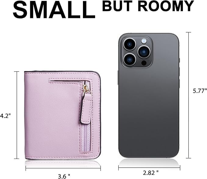 Gostwo Small Wallet for Women, Slim Bifold Credit Card Holder, Compact RFID Blocking Cash Wallet, Billfolds Thin Leather Zipper Pocket, Mini Wallet Gift for Ladies Teen Girls Travel with ID Window - Image 4