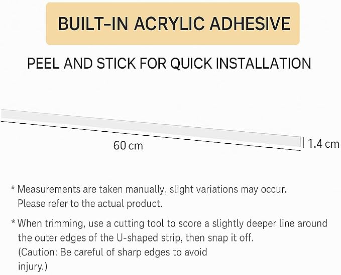 Adhesive U-Shaped Storage Strip – 60cm (23.6") Cuttable Wall Mount Organizer with Self-Adhesive Back, Space-Saving Rack for Kitchen, Cabinet Doors, and Bathroom Storage (No Drilling Needed) - Image 8