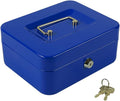 KYODOLED Cash Box with Money Tray,Storage Safe Lock Box with Key,Cash Drawer,7.87"x 6.30"x 3.54" Blue Medium by KYODOLED